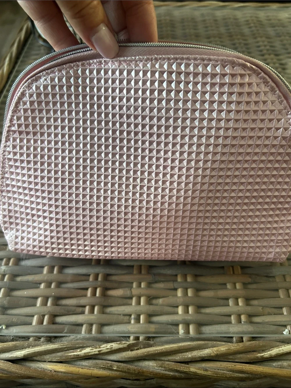 Jimmy Choo Pink Metallic Cosmetic Pouch